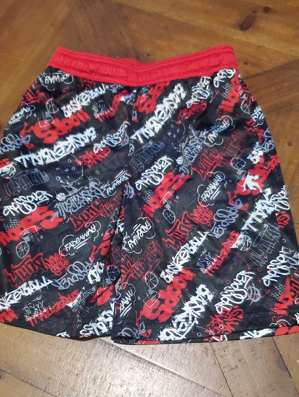 And1 Boys Black, Red & White Graffiti Athletic Shorts